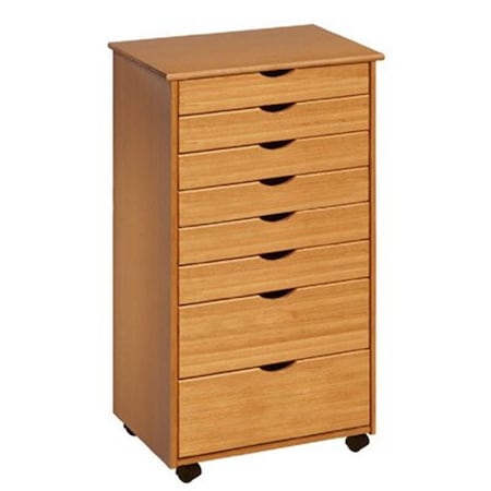 Adeptus Solid Wood 6+2 Drawer Wide Roll Cart - Med Pine 76154